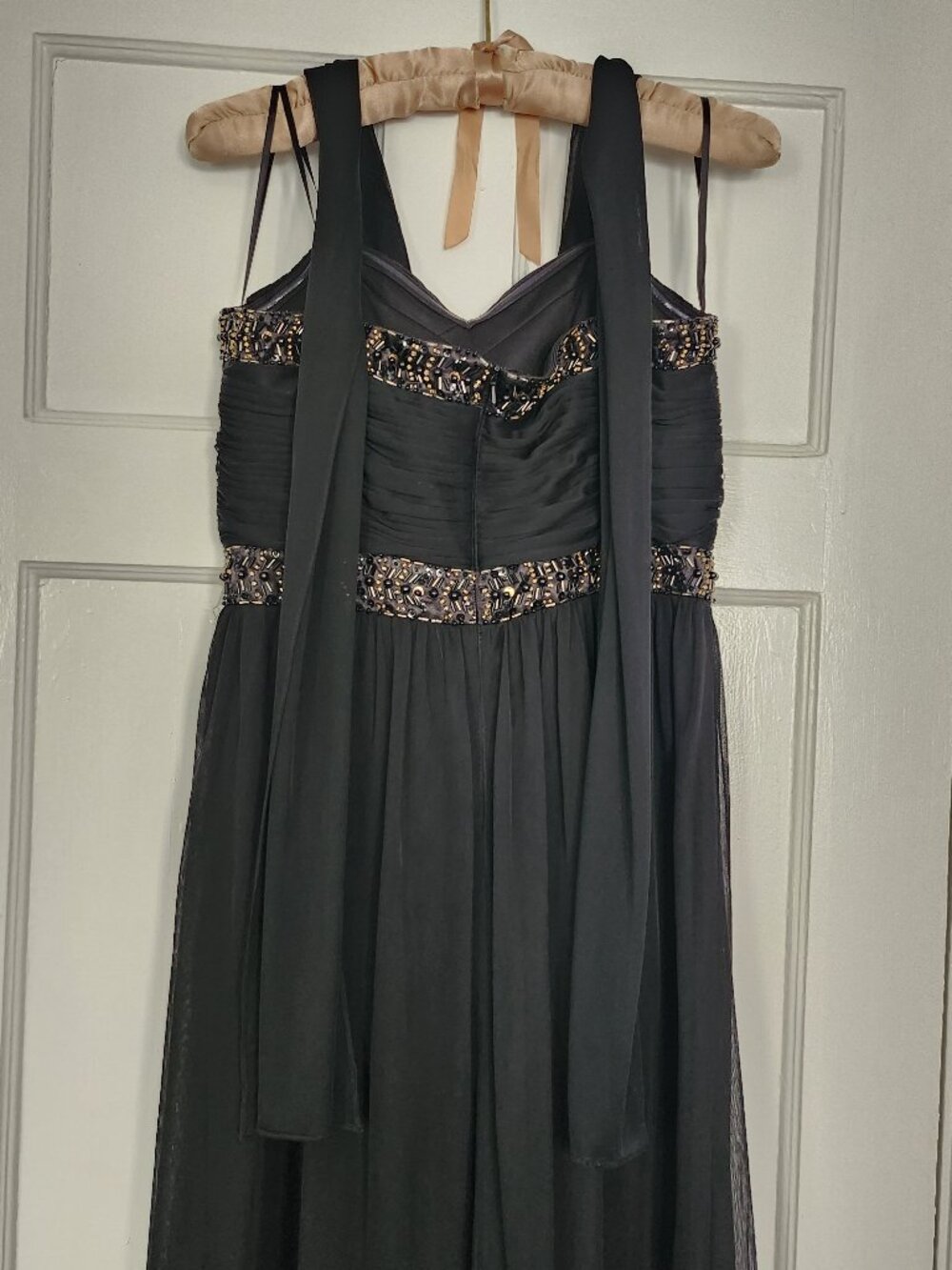 Decode Black Formal Dress Sheer with Beaded Neckline